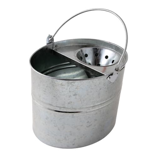 Galvanised mop bucket c/w fixed cone sieve