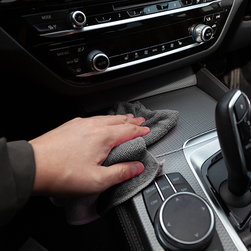 Grey Microfibre Cloths Cleaning Car